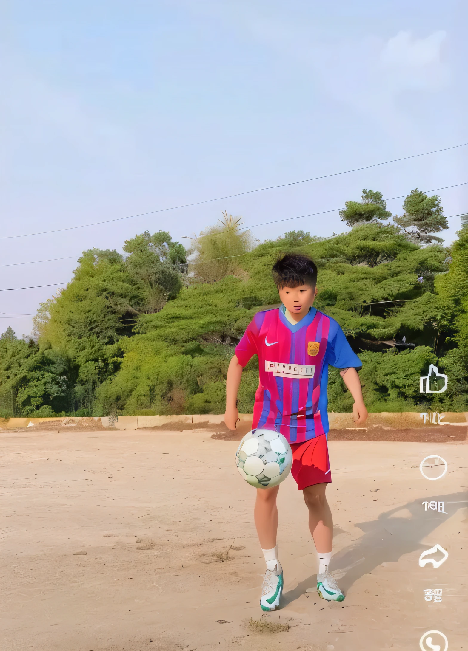 A cute Korean boy playing football  26, ultra HD quality cinematic 8k photo with higher resolution 