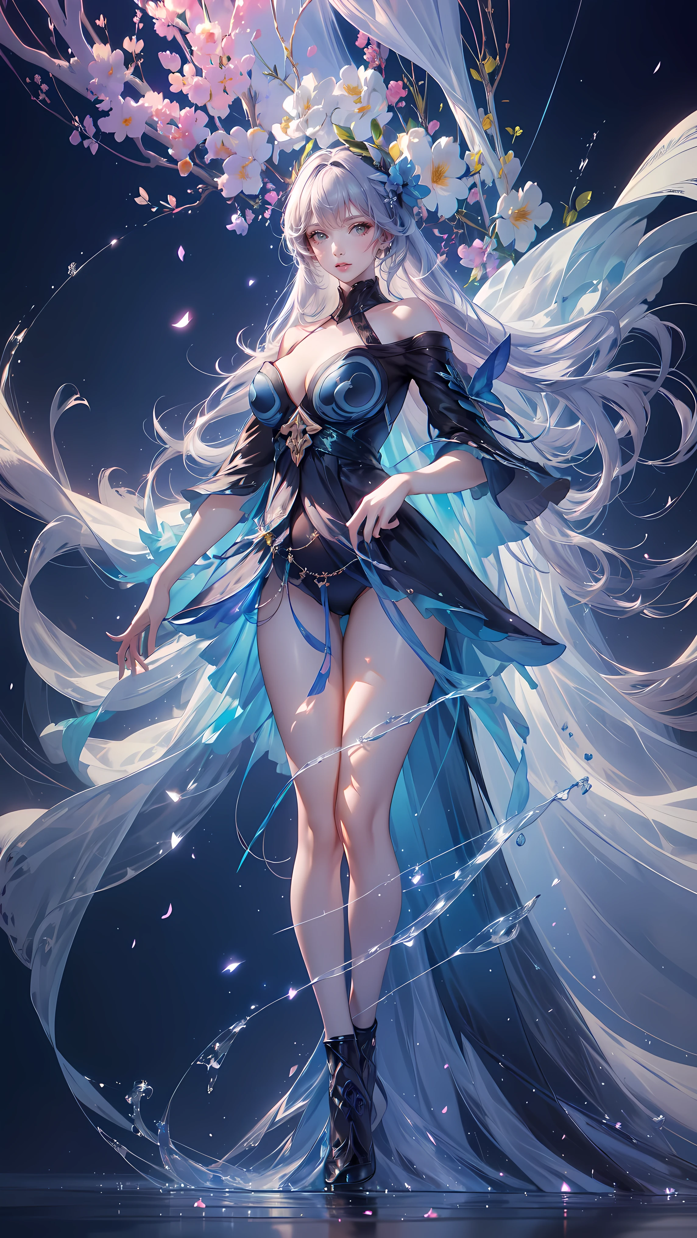 (((FULL BODY POSE))) (((SHOW PANTIES))) (((BIG GIANT ?????))) ((GOOD FINGER, ??????? CORRECTED)) ((LUXURY ARISTOCRATIC NOBLE COSTUME)) | A WOMEN WEAR ((???? OUTFIT)) ((HAIR WITH COOL HIGHLIGHT)) FLOATING IN THE ((BLUE SKY BACKGROUND)) ((FLOWER PETALS FAILING BACKGROUND IS A BLUE SKY)))) HORIZON PLANET FULL OF (((STARS))) | big eyes, ((big ?????)) ???? pose, big thigh, full body, ?????????????, ?????????, show panties, smile, portrait knights of zodiac, extremely detailed ((pixiv arts)), high detailed official artwork, [ tarot card ]!!!!!, detailed key anime art, knights of zodiac anime, beautiful celestial mage, firefly from honkai star rails, full body | (dynamic angle:1.1), outline, ((thick line art)), cover, stylish, official art, (details:1.2), (fantasy), garden, (bloom:1.1), glow:0.2, shadow, nature, flower, splash water, crystal, snowflakes, particles, bokeh, anamorphic light (depth of field), sharp focus, (volumetric lighting), (bokeh:0.6), film grain:0.4, (soft lighting:1.1) (VIGNETTE:1) | high-quality, ultra-detailed illustrations, ultra-high resolution, (high resolution, overwhelmingly pixel-perfect, luxurious illustration), (Ultra Quality, Masterpiece, Ethereal:1.4) photorealistic:.1.4, UHD (8k, RAW photo, best quality, masterpiece:1.2)