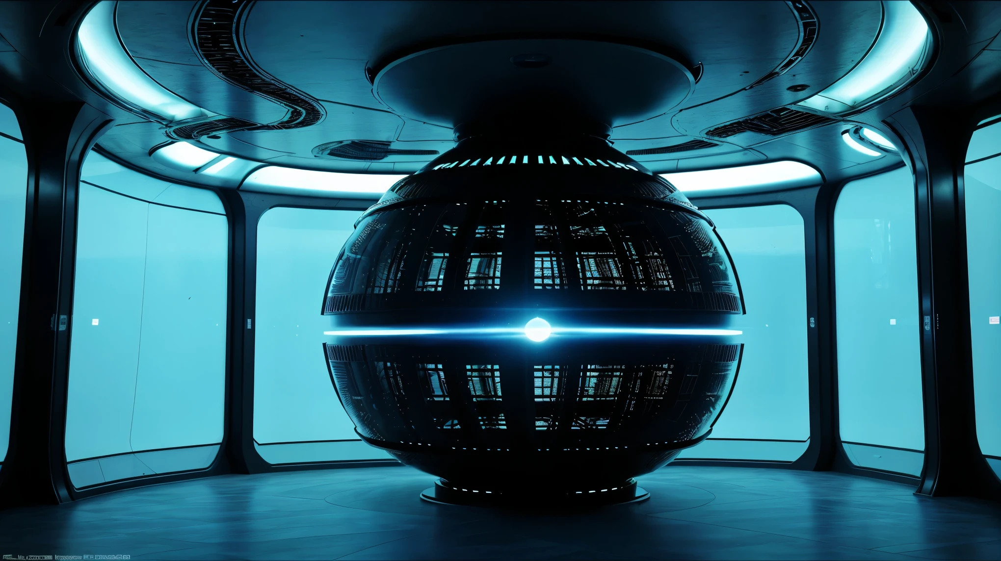 interior alien ship from the movie Alien the eighth passenger, reflejos, Giger, vemos de pie a el extraterrestre en un pasillo de lado