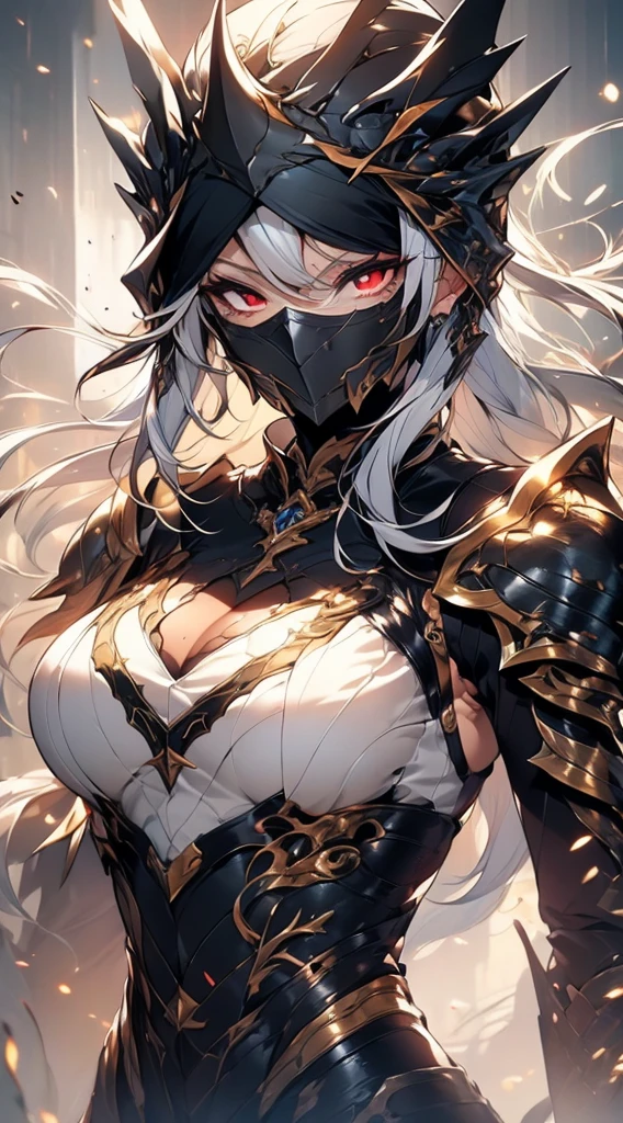 master piece, bokeh, best quality, photorealistic, ultra high resolution, 1 mature female, ultra detailed closeup portrait,

desert queen, black hijab, black niqab, black dress, dragon bone armor, intricate silver embroidery,

beautiful red eyes, ultra detailed armpit, sweaty armpit, glossy skin, gorgeous,

intricate grey background, strong back lighting, volumetric lighting, soft lighting