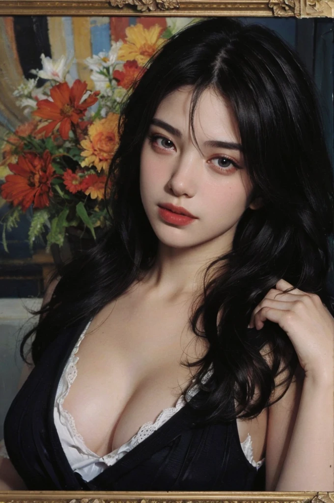 (masterpiece, top quality, best quality,8k, girl,ultra detailed,raw photo:1.5),(photorealistic:1.4),(cinematic lighting), PerfectNwsjMajic, , Surrealism, UHD, ccurate, Super detail, textured skin, High detail, Best quality, dynamic angle, (high nose,White skin),[Beautiful eyes],[flat chest:large breasts:0.5],(1girl),(good anatomy:0.5)),(Oil painting: 1.5),

\\

A woman with long black hair, (a detailed painting: 0.353), (Gothic art: 0.106)