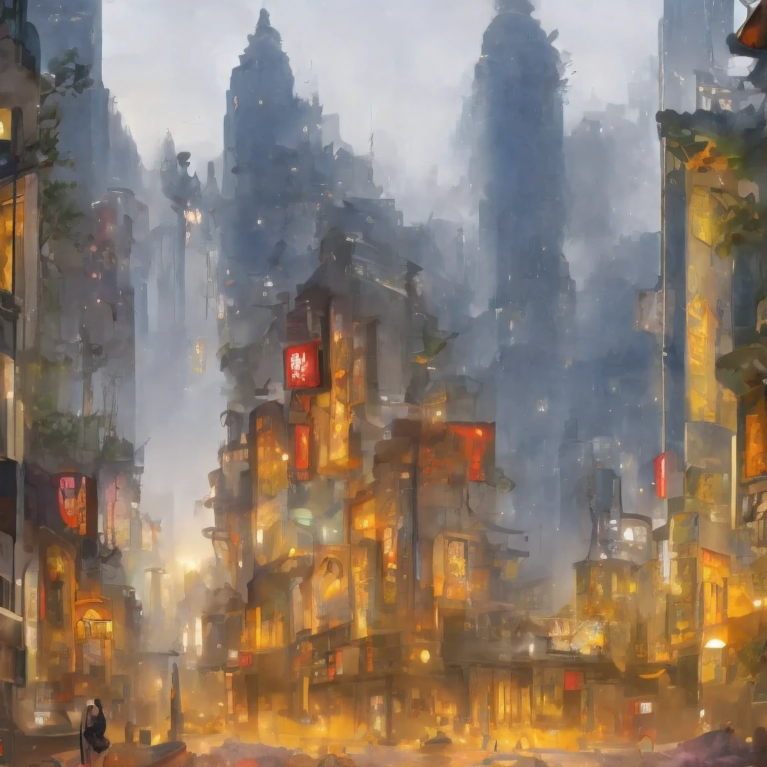 （（（watercolor））））landscape，buildings in a city with a pagoda in the middle of the city, cyberpunk chinese ancient castle, watercolor，stylized urban fantasy artwork, dreamy chinese town, concept art ， highly rendered, game art matte painting, matte painting 4k 8k, cinematic. by leng jun, in a tropical and dystopic city, 8k matte painting, 8 k matte painting，（（（watercolor）））