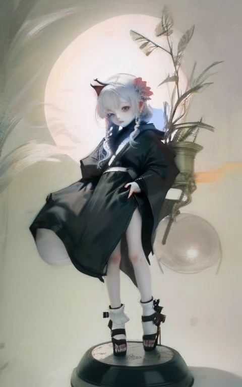 animal illustrations,mixed species,different kinds of animals,various species,diverse animals,digimon evolution,Ultimate Evolution,perfect body,ultimate body,horse,There is personification,digimon evolution,Ultimate Evolution,perfect body,ultimate body,UFO,There is personification,There are cat girls women\(Red Cliff,Lovely,Kawaii,,Hair color: white,Braided hair,messy hair,Dark eye color,closed eyes smile,White skin,A big smile,enjoy,whole body,Wearing the black robe of the Grim Reaper,Flower Hair Accessories,white hair\) ,quality\(8K,Extremely detailed CG unit wallpaper, masterpiece,high resolution,top-quality,top-quality real texture skin,Surrealism,提high resolution,RAW photos,Best quality,Very detailed,wallpaper\)scenery