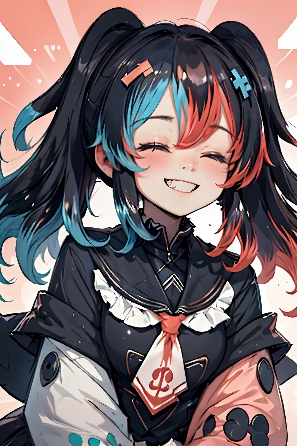 Highly detailed, High Quality, Masterpiece, beautiful, 1girl, solo, SwitchchanOutfit, (HeadpatPOV:1.5), headpat, pov, smile, bright smile, head tilt, closed eyes, happy, blush,