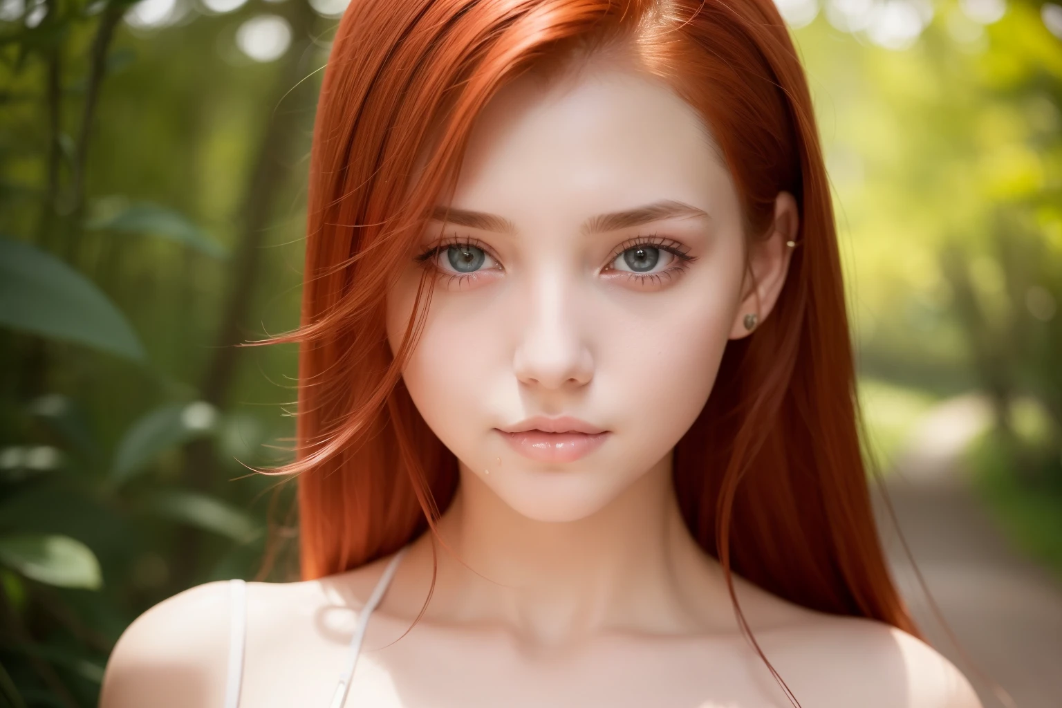 young girl, redhead, cinematic, The portrait showcases a young (redhead girl:1.6) with a shy and innocent demeanor, blueish eyes, sensual slim face, photo, focus on eyes,instagram influencer,extreme close up, from up, pov (((cum on body:1.4))) , ((( real cum on face,realistic cum dripping all over face:1.4))), ((( bukkake ))) ,blue eyes, ((redhead)) slavic girl(((slim body, slim waist))) red hair, big tits (confident expression:1.2), big lips, naked, BIG TITS and shorts, Her hair is styled sleek and straight, elegantly framing her face with adorable long hairl .Her face is illuminated by gentle lighting, highlighting her delicate features. The girl's eyes sparkle with a hint of curiosity and her lips form a subtle, shy smile. The background consists of a ourtoor nature autum scenery muted and warm-toned setting, providing a calm and serene atmosphere. The composition focuses on the girl's face, capturing the intricate details of her flawless skin, The overall image exudes a sense of tranquility and captures the innocence and gentleness of youth