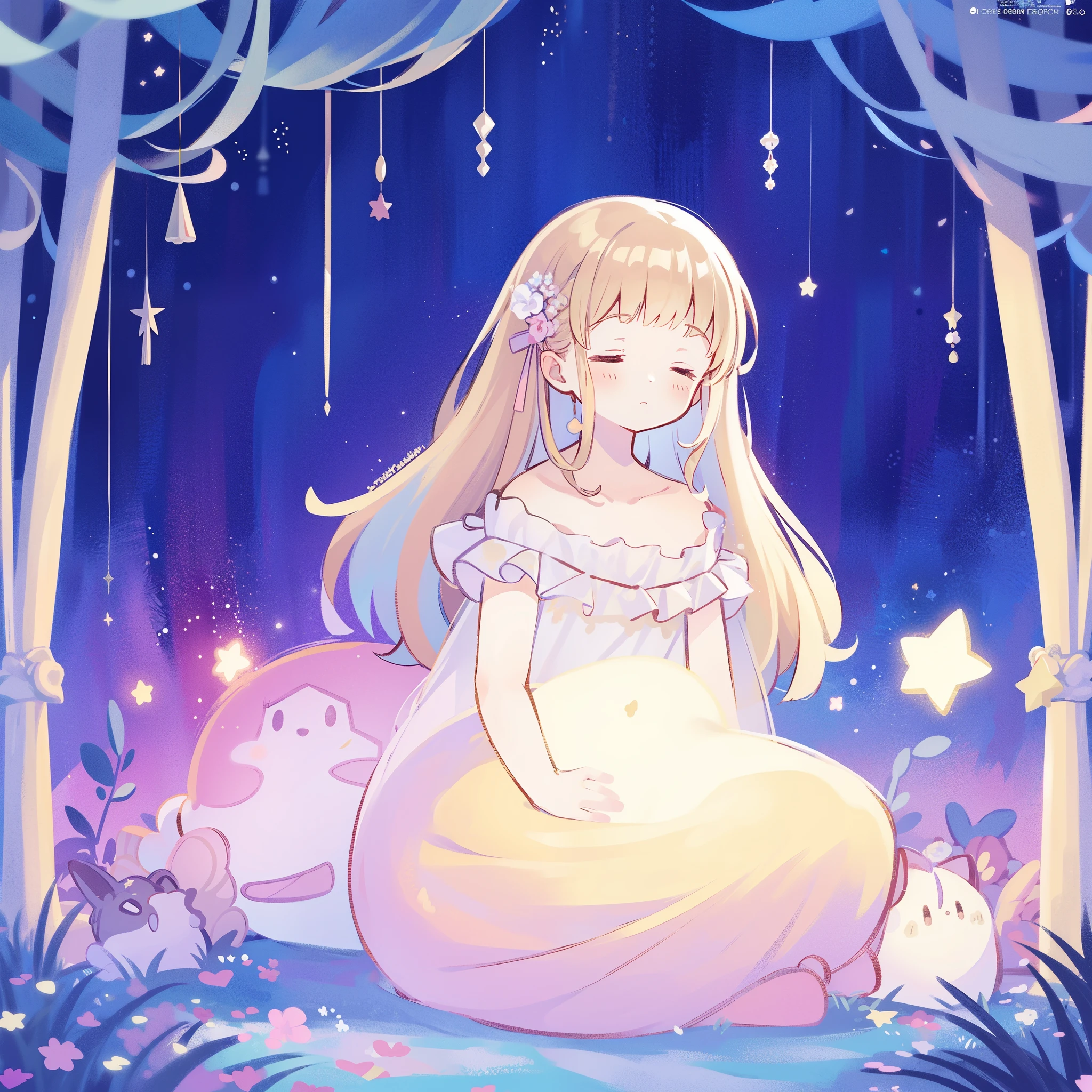 complex background, wishing star background, a woman wearing an ethereal mystical pink translucent dress that reflects the stars, dreamy, peaceful, serene composition, glowing stars, glowing, perfume promo art, mystic, complex drawing, highly detailed, Covergirl brand, promo art, artistic rendition, ethereal, starry night, midjourney style
