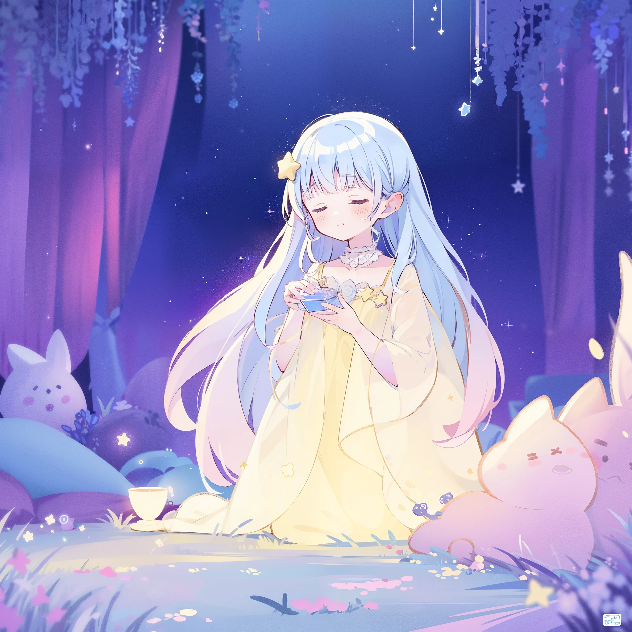 complex background, wishing star background, a woman wearing an ethereal mystical pink translucent dress that reflects the stars, dreamy, peaceful, serene composition, glowing stars, glowing, perfume promo art, mystic, complex drawing, highly detailed, Covergirl brand, promo art, artistic rendition, ethereal, starry night, midjourney style