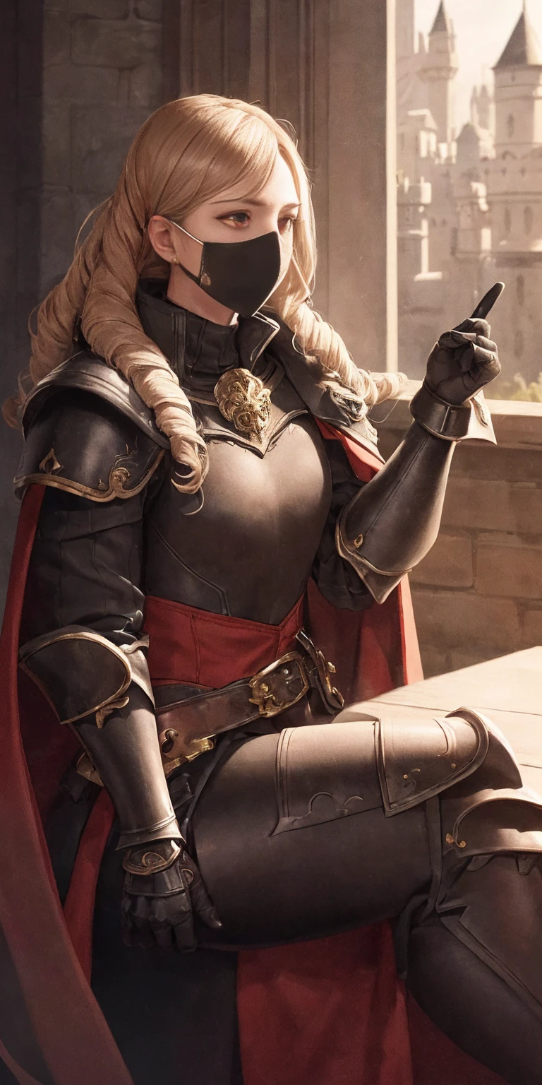 比類のないmasterpiece, Ultra-realistic 8k CG, perfect artwork, ((perfect woman image)), mature woman, thin waist, attractive, clean, beautiful face, {very delicate and beautiful girl} , 8k wallpaper, {{{masterpiece}} }, (1 girl、1 black male), lips, lipstick, long hair, look at the audience, compensate, lips, red lips, simple background, alone、(shiny skin)、((blowjob)),((Side view))、((penis))、((golden hair))、((long hair))、((ponytail))、((White tight wear))、((black cloak))、((Jean))、((genshin impact))