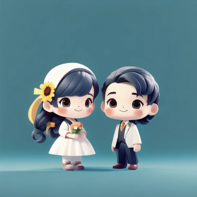 (work, best quality: 1.5), 3D characters, 1men,1girl,making out, chibi, , wedding outfit, (full body: 1.2), transparent background,