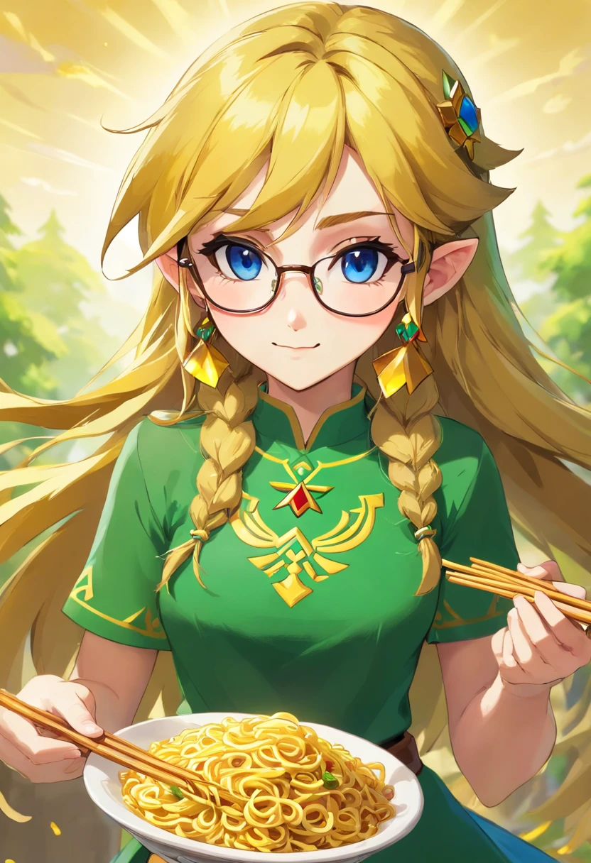 Fried noodles woman Glasses