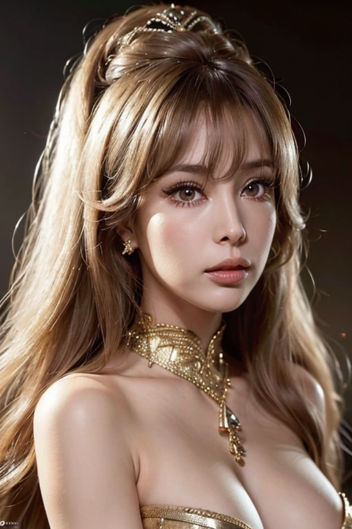 Artgerm (Stanley Lau) style, mystic (middle east) aesthetic, best quality, ultra realistic, 16k, crazy resolution, UHD, ultra-detailed, detailed eyes, detailed skin, detailed hair, detailed face, detailed fabric, detailed texture, (1 beautiful young woman, alone: 1.1), hot (Middle Eastern woman) Barbara Eden - I Dream of Jeannie, brown skin, Realistic skin texture, tanned skin, realistic hair, long dark-blond hair, Silky (pale-brown) hair, ornament hair), natural breasts, (sideboob:1.2), jewelry, (realistic eyes), cowboy shot, V-shaped real eyes, ((hourglass shape)), hot naked, (Blurred in vibrant cinematic light), atmosphere warm, Show all, ultra-detailed, fine details, nude, narrow waist, (proportional) big hips, thick thighs, hot, Natural Color Lip, face with expression of pleasure and tiredness, different sensual poses in different angles, dark room gothic with cinematic lights (blurred background)、20 years old、dream atmosphere  