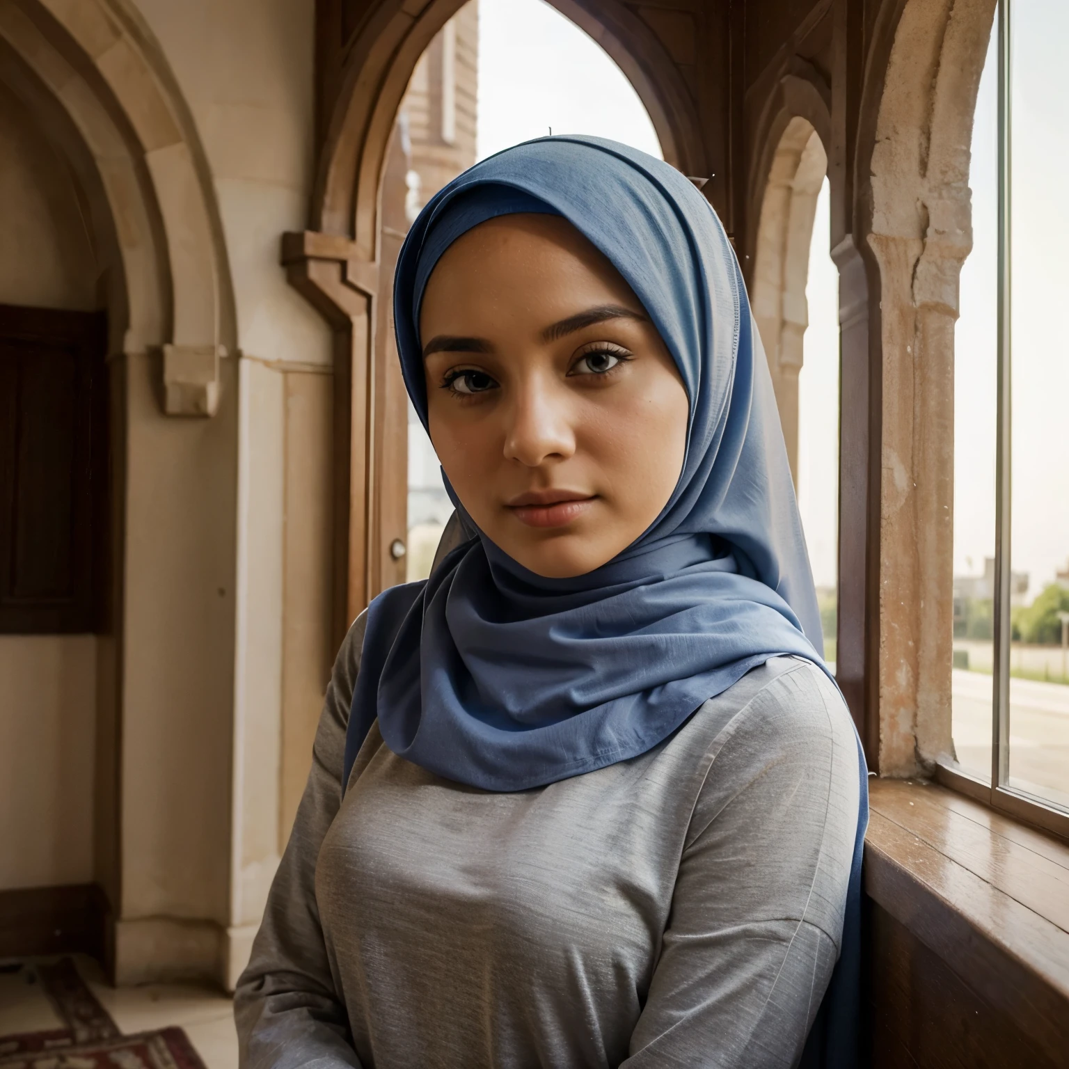 A beutifulll place where a hijab girl waiting for her husband
