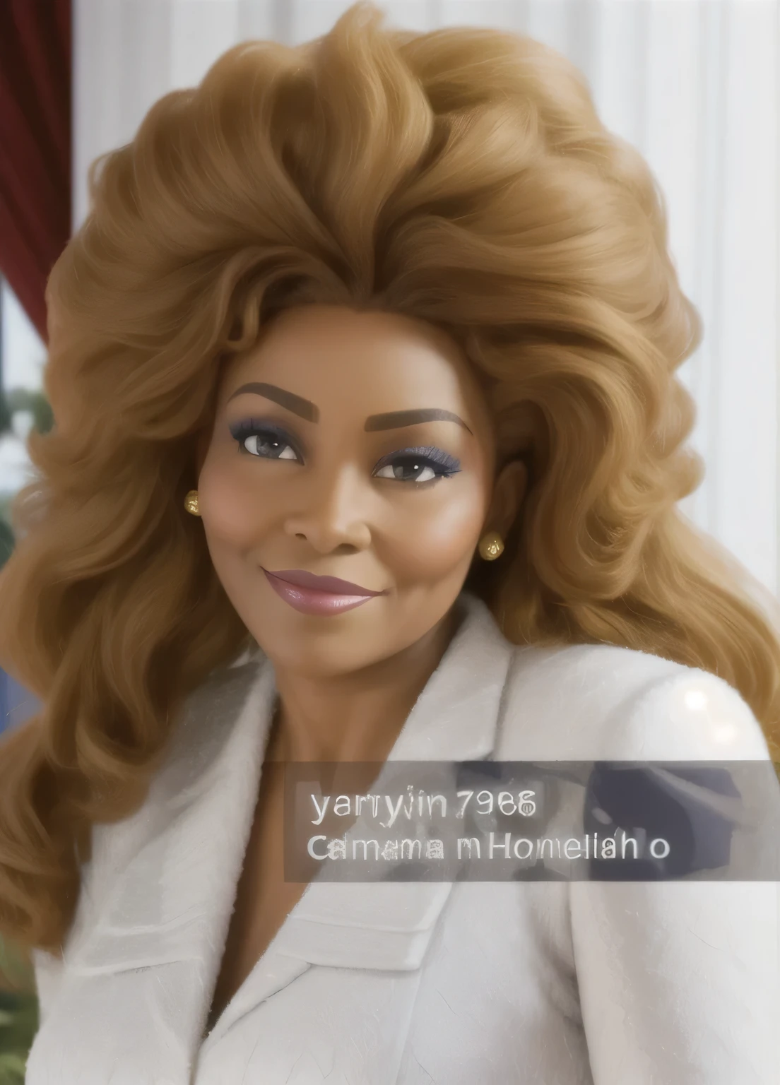 Woman The first lady of Cameroon has dark black skin.., he is 60 years old,, 