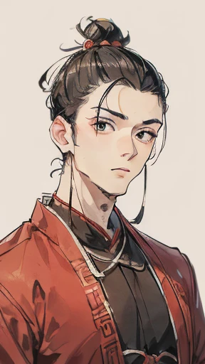 Ancient Chinese、Men in ancient Chinese costumes、intelligent man、Looking into the camera、Upper Body、Topknot on head、solid、