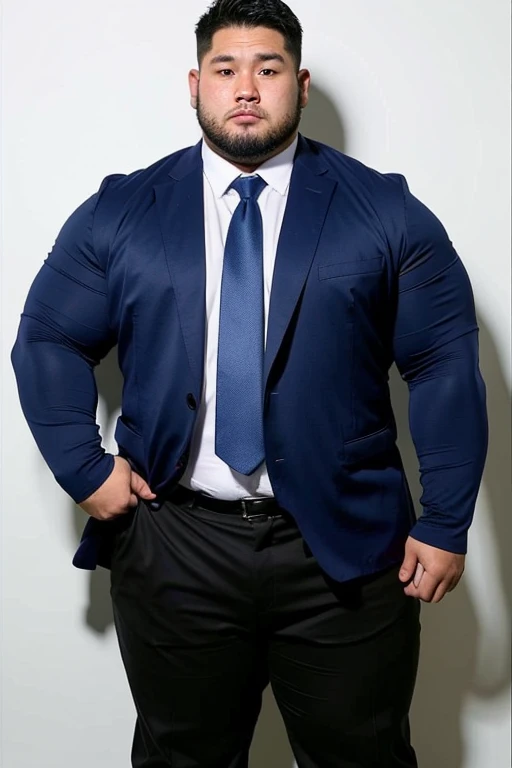 A captivating visual representation of a highly detailed and bald male character , and a serious expression. Despite the dress shirt and tie he wears, suspender braces, a subtle bulge and the hint of lingerie reveal his attractive physique. His muscular pectorals and thick thighs are accentuated by a dynamic pose, exuding an air of Alpha masculinity. The scene is set in an office area with minimalist decor, featuring a garter belt and strap, suspender braces, lace panties, and hairy legs