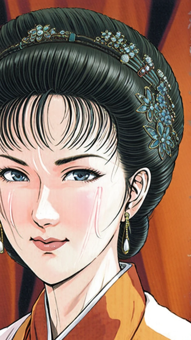 (best quality), (very aesthetic), (ultra-detailed), (best illustration),(a mature female),(NSFW),(perfect face),Suikoden,Mrs. Lin,((full_body)),((full_nude)),red cheek,sweating,skinny,chinese traditional bed room,lying on the bed,resting the back of the head on the pillow