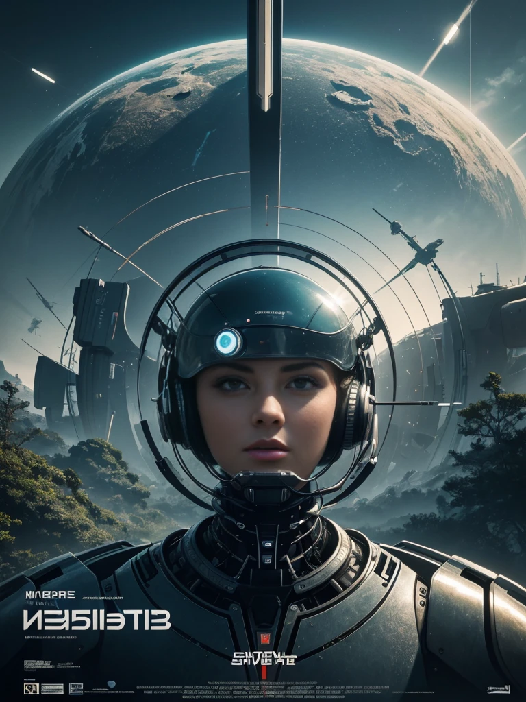 (masterpiece, best quality), 8k wallpaper, Very detailed, poster, High quality futuristic, 1960s,  innovation cybernetic sustainability and nature thriller cinematic movie poster, Bauhaus, shape, line, Abstract, publicity, mid century modern, movie poster, High quality,
