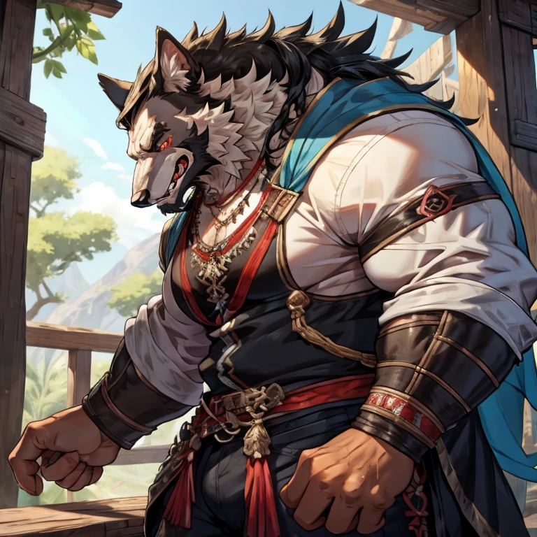Lobo, negro, ojos amarillos, musculoso, pene canino enorme