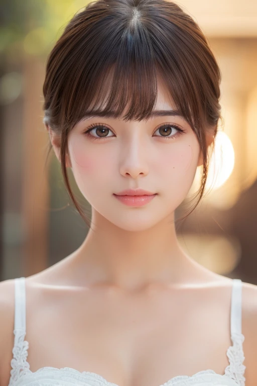 ((8K、highest quality))、cute、(((beautiful girl)))、bangs、(Depth of written boundary: 1.2)、Idol face、(UHD、Realistic Skin、Anatomically correct : 1.3)、(Fcup: 1.5)