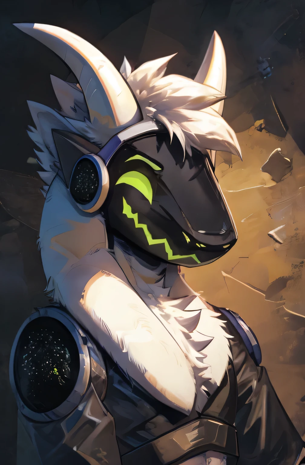 Asriel, 1 boy, asriel as a protogen, 1 protogen, male protogen, green and yellow shirt, goat protogen, asriel protogen