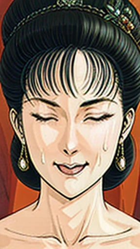 (best quality), (very aesthetic), (ultra-detailed), (best illustration),(a mature female),(NSFW),(perfect face),Suikoden,Mrs. Lin,((full_nude)),red cheek,sweating,skinny,doing blowjob,Eyes closed,Mouth wide open,