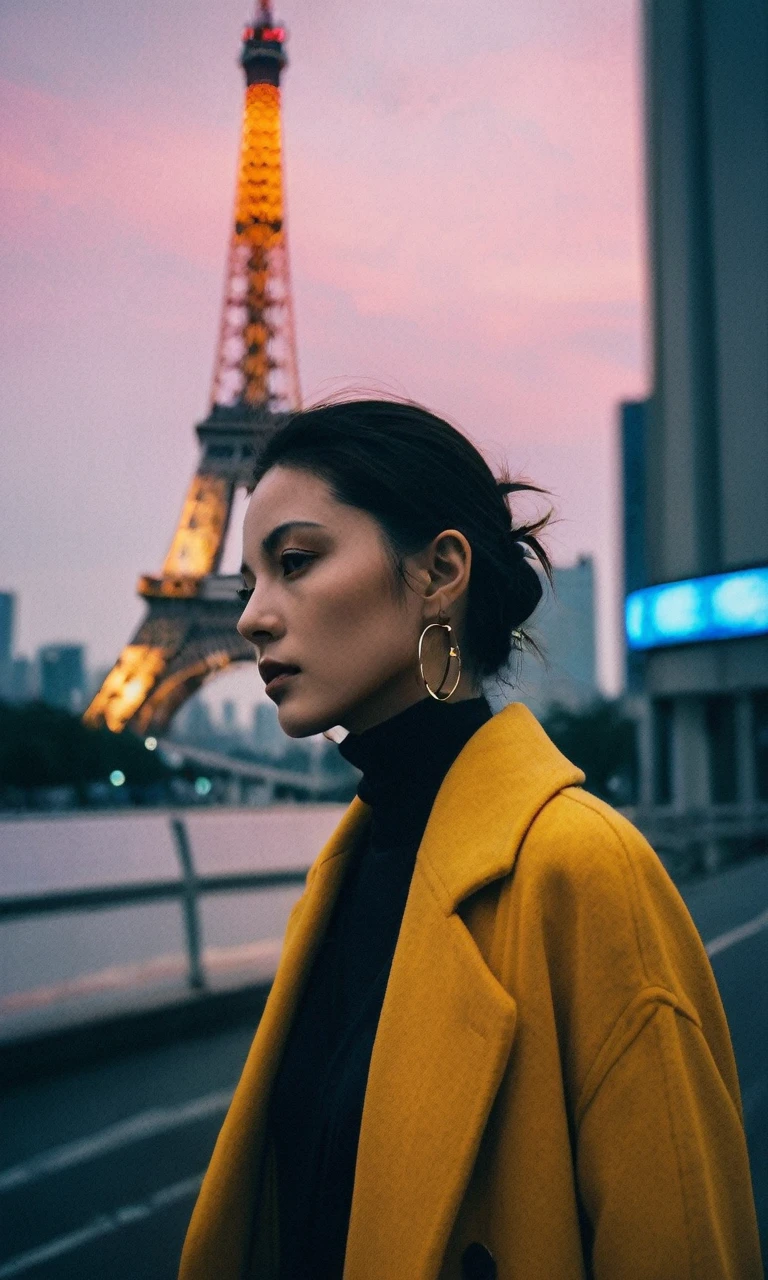 xxmixgirl, 1girl detailed, surreal gradient contemporary, nature, photography, -color, portraits, street-art, urban-life, vibrant Marta Bevacqua, colorful fashion street long coat tokyo tower, dramatic lighting (masterpiece, best quality)