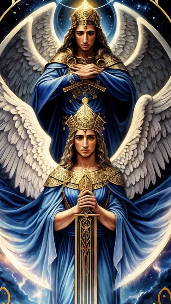 Tarot, el juicio, paisaje, angels come down from heaven to earth, tocando trompetas, juicio final