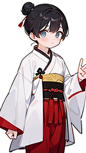 Ancient Chinese、Boy in ancient Chinese costume、Intelligent boy、Looking into the camera、There is a single topknot on the head.、Walking alone、hanfu、Hanfu、