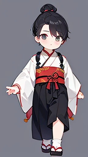 Ancient Chinese、Boy in ancient Chinese costume、Intelligent boy、Looking into the camera、There is a single topknot on the head.、Walking alone、hanfu、Hanfu、Black Hair