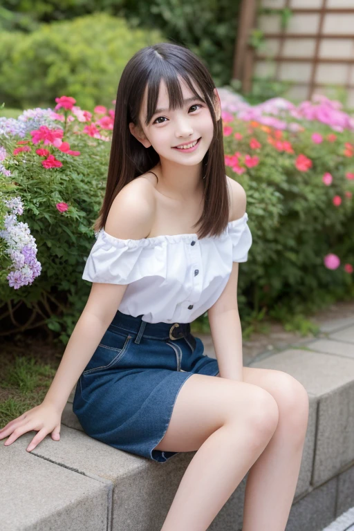 top-quality、超A high resolution、(Photorealsitic:1.4)、Raw photography、1 Japan Female、20yr old、独奏、cute little、detailed beautiful faces、(Shorthair)、a park、skirt by the、Yoshiko Akishino