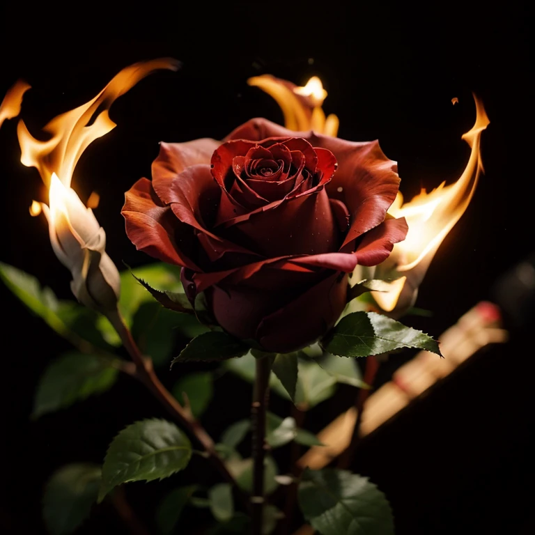 Burning red rose