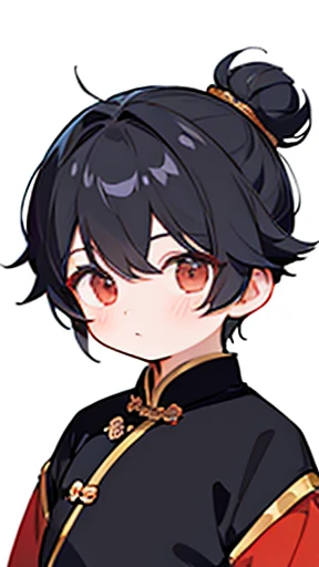 Ancient Chinese、Boy in ancient Chinese costume、Intelligent boy、Looking into the camera、There is a single topknot on the head.、hanfu、Hanfu、Black Hair