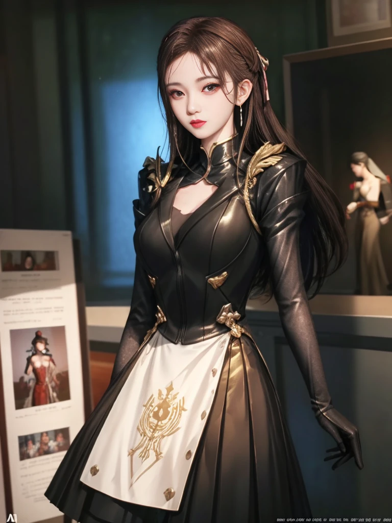 A woman wearing a helmet stands in front of a group of mannequins, Ju Jingyi Cyberpunk Art, Computer Graphics Society, Retro-futurism, Daz 3D, ps1 graphics, dystopian art