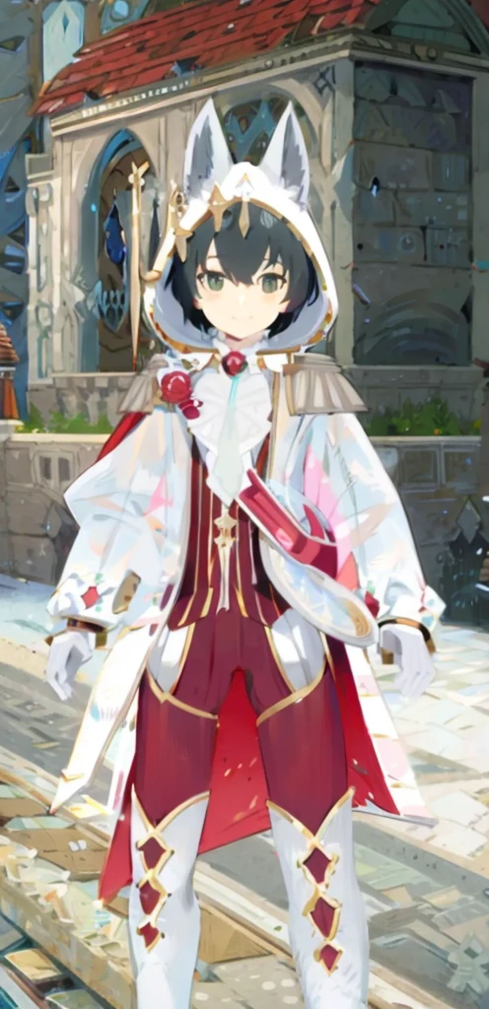 fox ears, smile