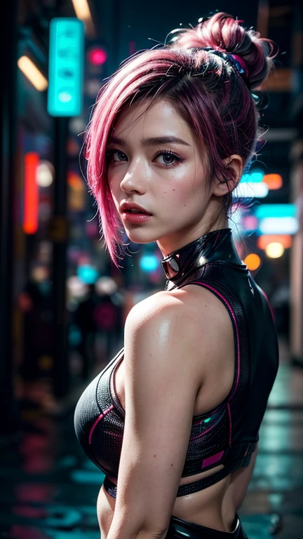 (Photorealistic:1.5),((Detailed beautiful face, detailed beautiful wide eyes)),((masterpiece,ultra high quality, ultra high resolution:1.2)),((realistic skin, very detailed details:1.2)),(unity 16K wallpaper:1.1),(HD quality,HDR),,best image quality, masterpiece, super high resolution, (fidelity:1.4), full body,big ass, 1 woman with pink hair standing on the ground holding a glowing ball, in a cyberpunk setting, dreamy cyberpunk girl, cyberpunk aesthetics, cyberpunk art ultrarealistic 8k, cyberpunk beautiful girl, cyberpunk vibe, in cyberpunk style, cyberpunk vibes, cyberpunk photo, aesthetic cyberpunk, hyper-realistic cyberpunk style, cyberpunk art style, in cyberpunk aesthetic, cyberpunk anime girl