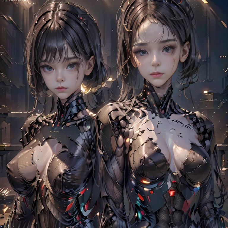 (((masterpiece))),
(((High resolution)))、(((8K quality)))、(((Perfect Face))),
Hot women turned into androids,
The face remains beautiful and human,
The internal skeleton is exposed from the neck down.,
Everyone's height and top、Bottom shape and size、system、Feet、The arms are shaped differently,
Full Body Shot,
group,
Masterpiece.,
