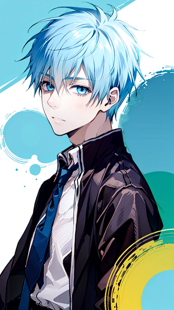 ((highest quality, super detailed,detailed eyes:1.3)),(((total 1 boy:1.2))),(cool face:1.3),light blue hair,short,hair,light blue eyes,kuroko tetsuya,BREAK(school uniform:1.2)BREAK(aqua blue aura background:1.1)BREAK,(from side,portrait,face focus:1.1),(boy on left:1.5),(looking at viewer:1.4)