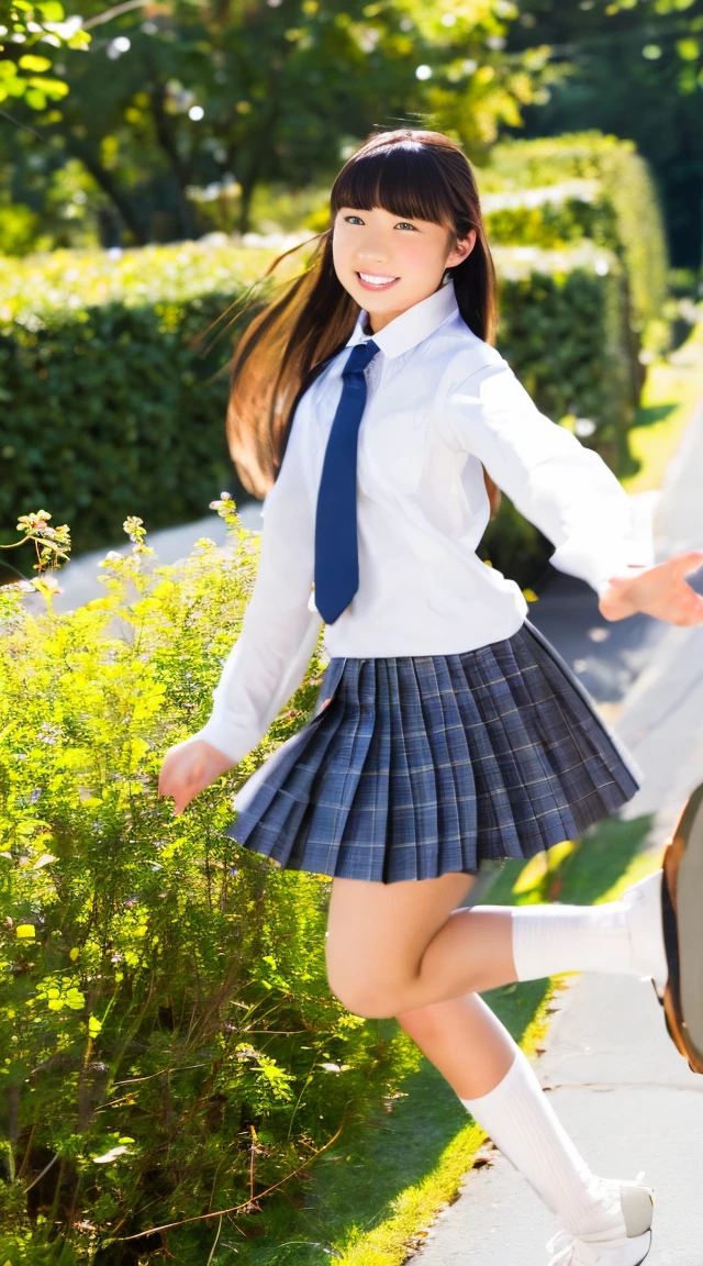 high resolution、High quality、Japanese girl、uniform、evening、A dynamic pose、On the way home