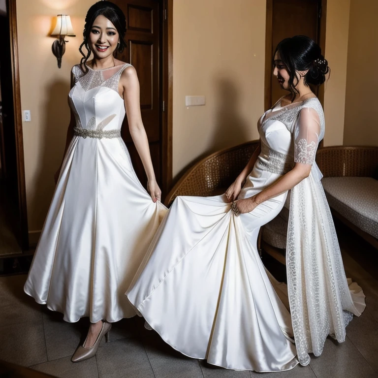 The bride is wearing at the wedding.
