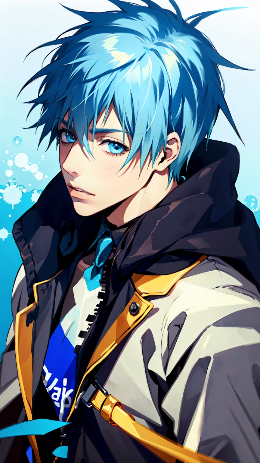 ((highest quality, super detailed,detailed eyes:1.3)),(((total 1 boy:1.2))),(cool face:1.3),light blue hair,short,hair,light blue eyes,kuroko tetsuya,BREAK(school uniform:1.2)BREAK(aqua blue aura background:1.1)BREAK,(from side,portrait,face focus:1.1),(boy on left:1.5),(looking at viewer:1.4)