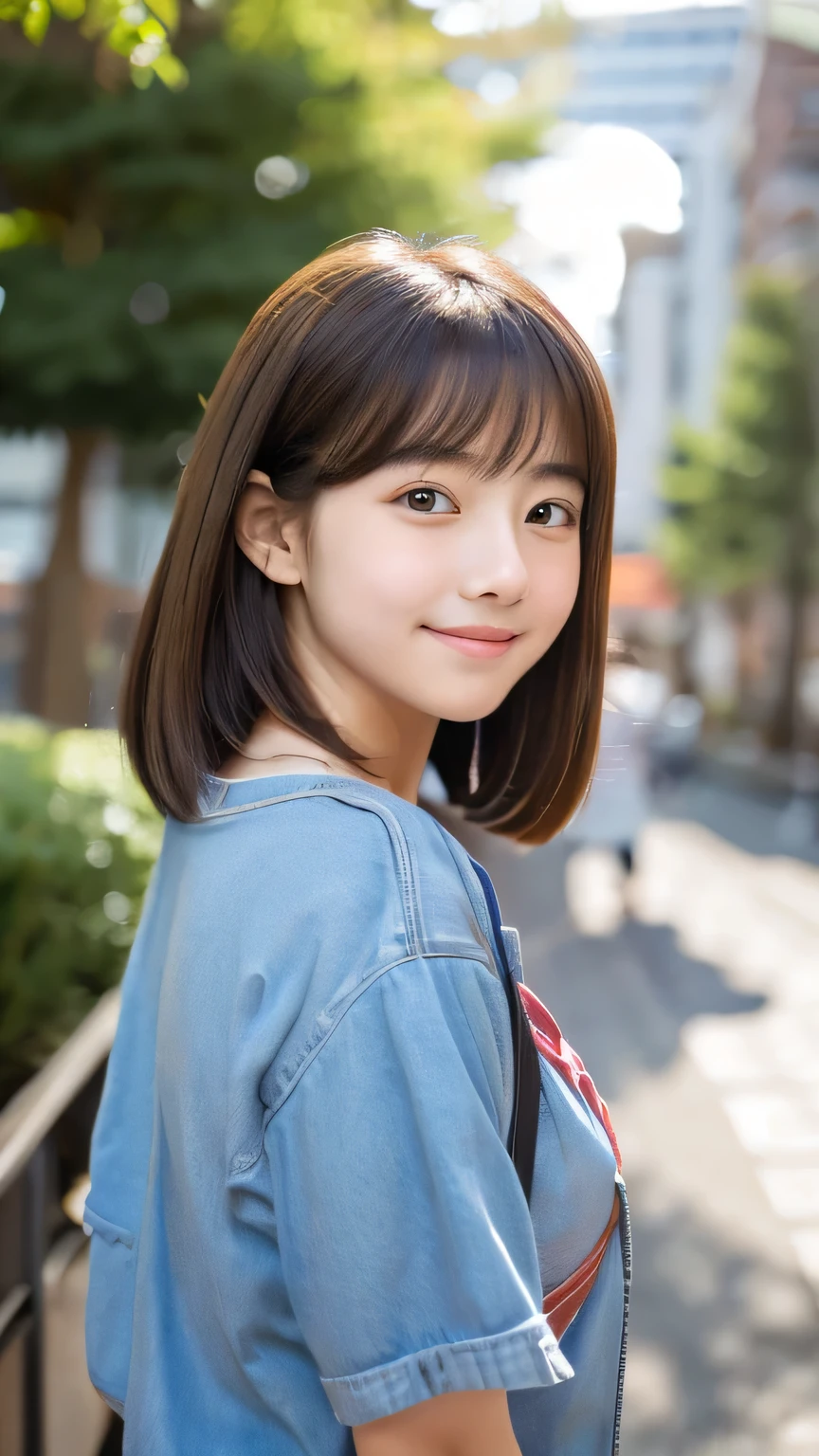masterpiece　high resolution　Female student　very cute　Natural atmosphere　boyish　16 years old　Bobcut　Dimples　mole　Tanuki face　Vertical navel　Acoustic guitar　