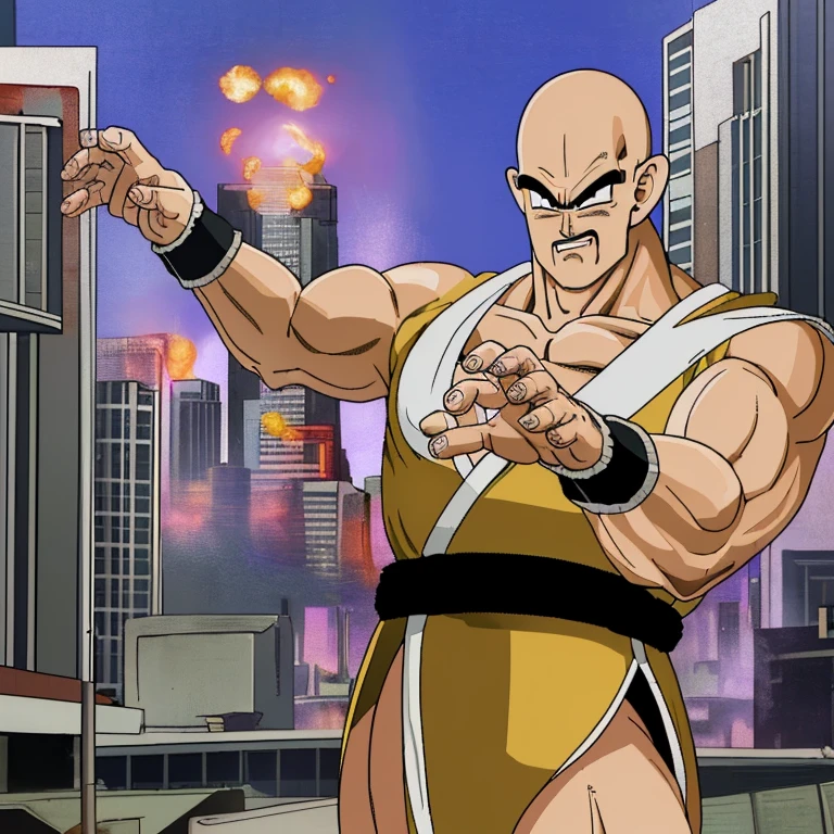 Nappa destroys the city in a yukata