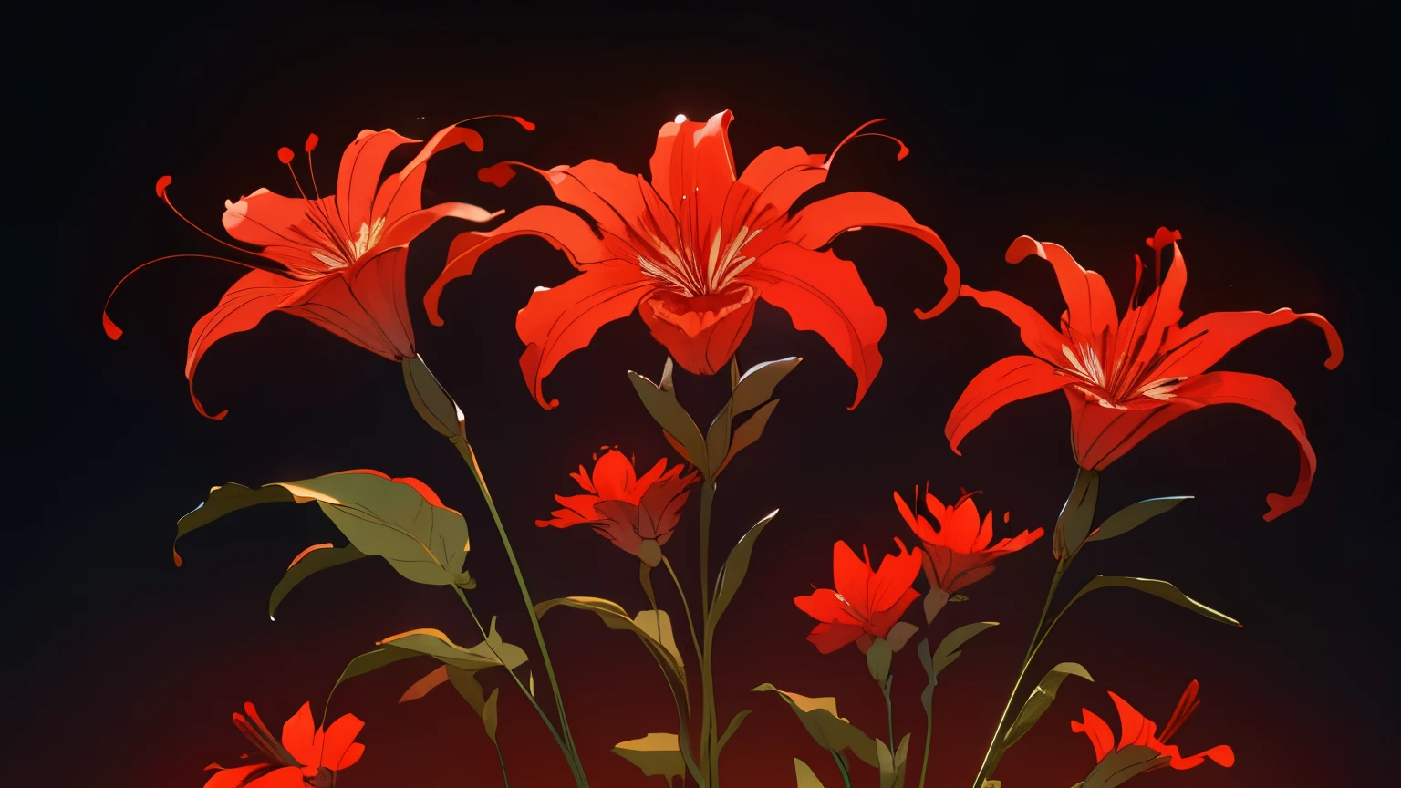 masterpiece, best quality, flower, red spider lily, red gradient background (torii:0.6), 
