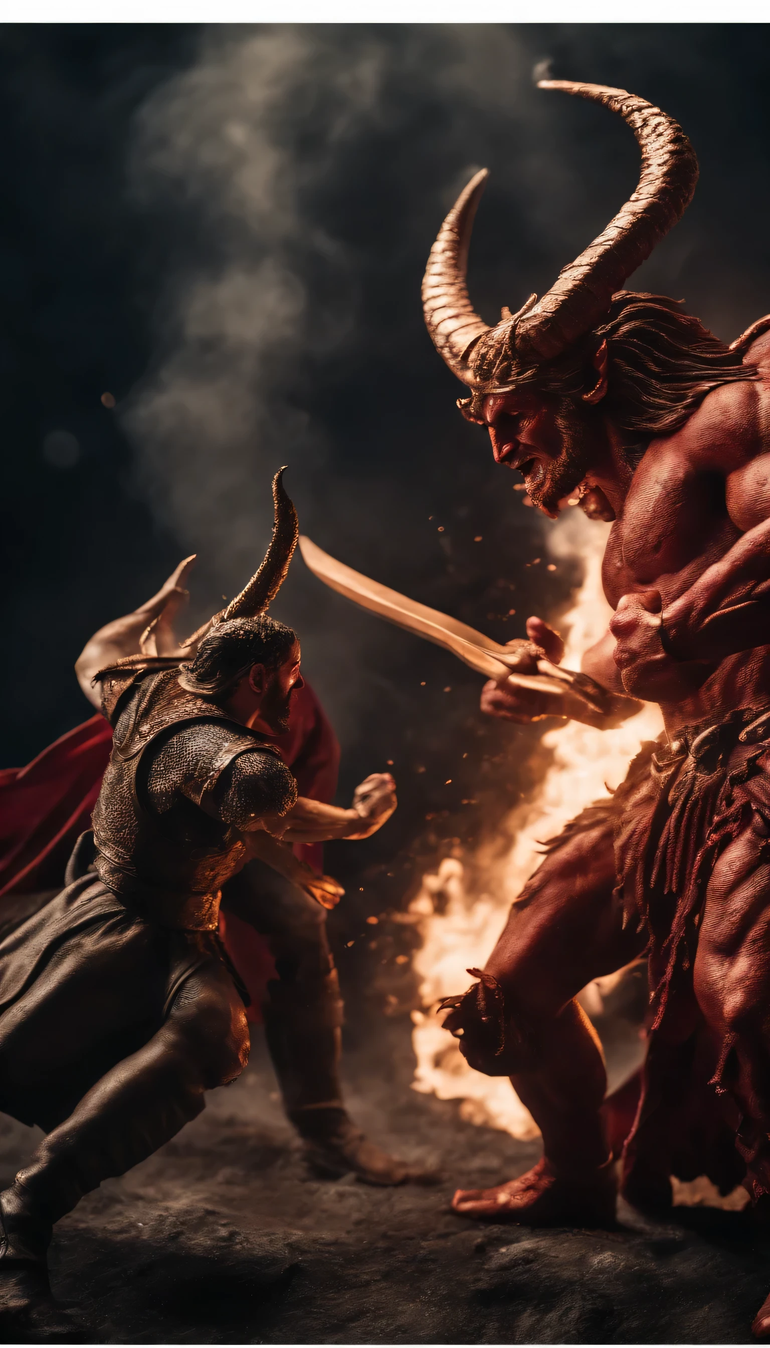 God fighting Satan