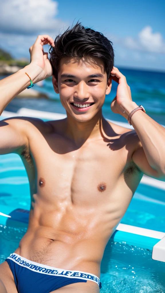 male Age 26 swimwear hawaii smile lifesaver