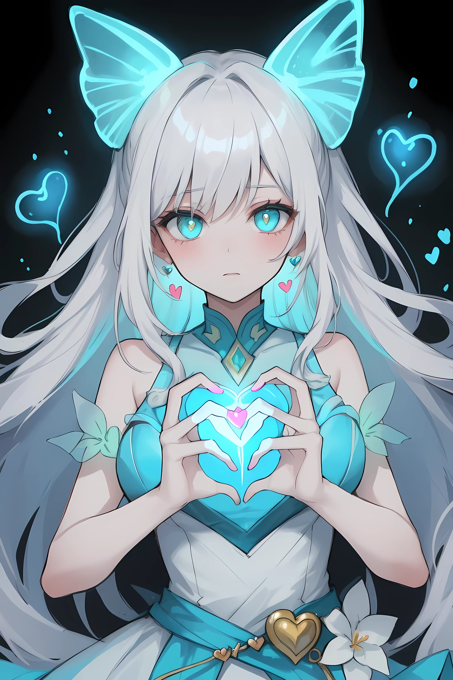 An ethereal drawing of a woman with a glowing, (((bioluminescent heart))), representing the essence of feminine dreams and desires