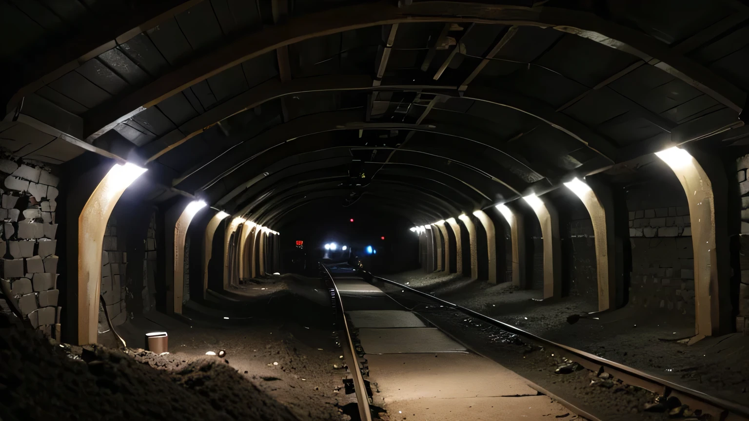 Dark coal mine，underground，Large electrical equipment