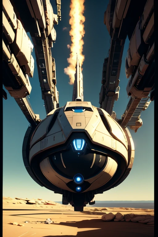 view of the mars, futuristic spaceship, superior image, sci-fi look