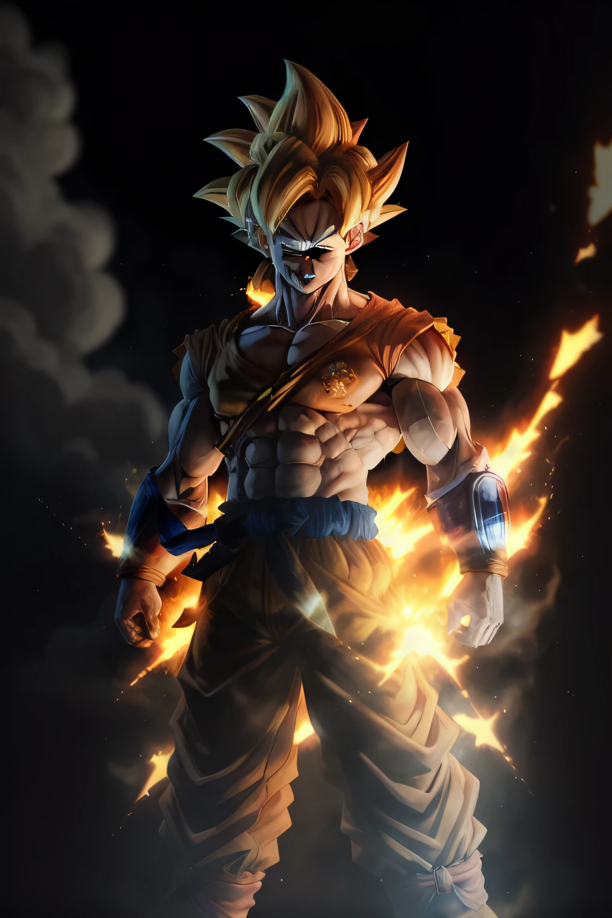 masterpiece, best quality, goku, super Saiyan, yellow hair