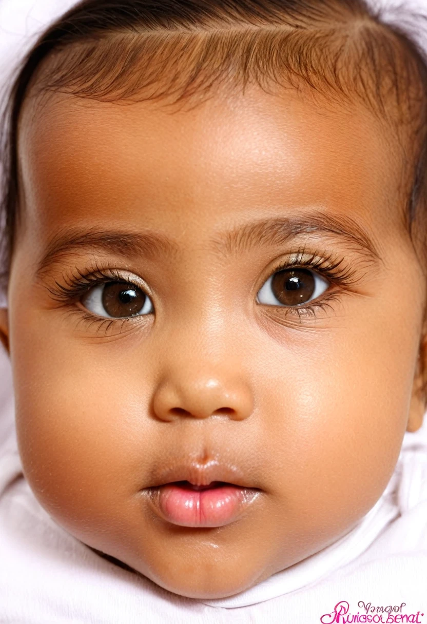 A baby of approximately 6 months, saudavel e menino. Com cabelos pretos curtos, lisos na raiz e com as pontas onduladas. Olhos de cor castanho escuro, mas brilhantes (sentido figurado), redondos, mas tambem um pouco puxados. Cilios longos e sobrancelhas da cor do cabelo. Seu rosto lembra o formato de uma batata, quase oval, mas com curvas por causa da quantidade de bochecha grande, but your face is not fat, so um pouco arredondado. Your lips look like a big pink heart. Your body is that of a healthy baby.With a father who has northeastern and Italian ancestors and a mother with Italian and indigenous ancestors. 